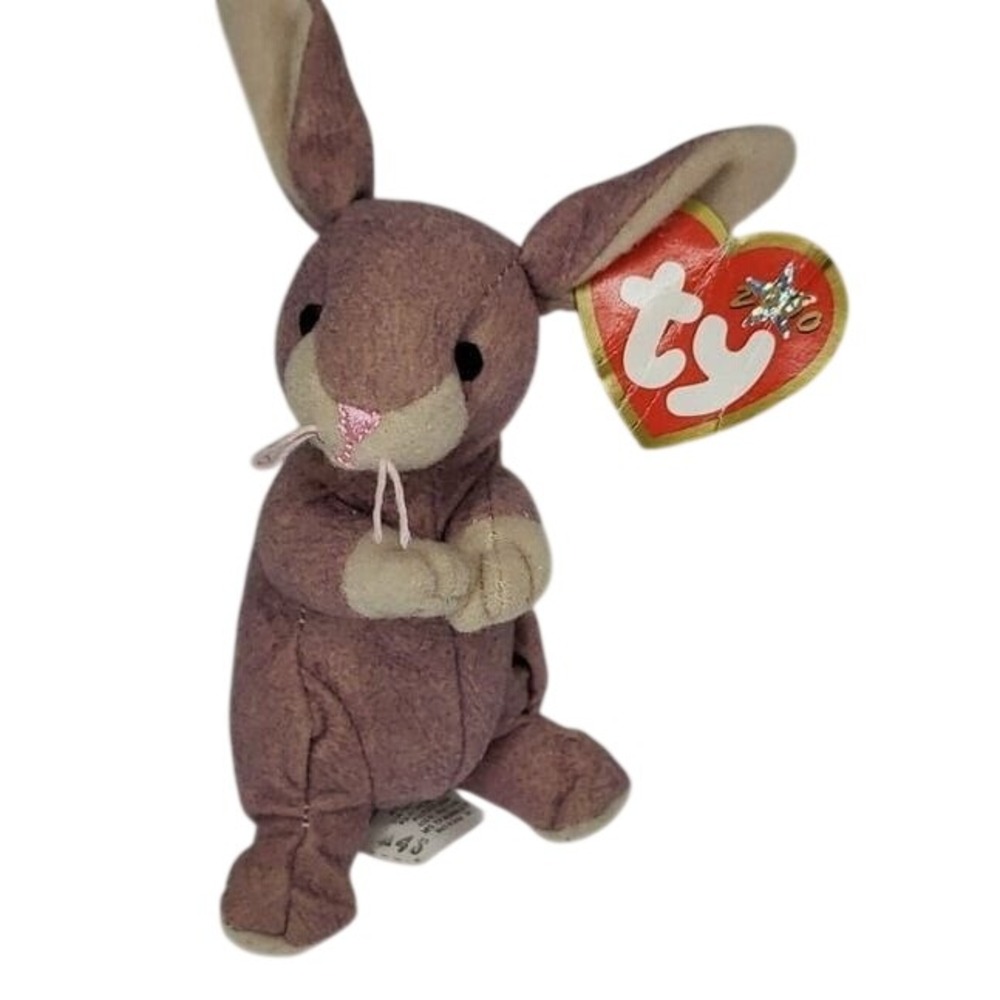 Ty Beanie Baby Hippie the Bunny 2000 Plum Rabbit Plush Toy with Tags‎